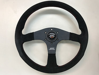 Mugen 350mm Racing 3 Steering Wheel - Black Suede / Black Stitch